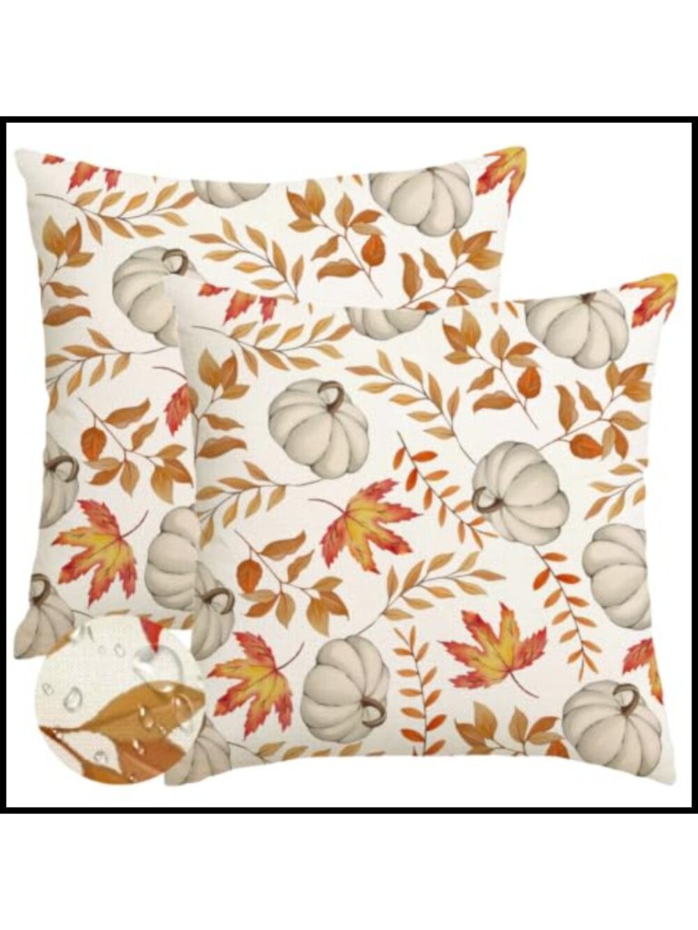 Set of 2 Fall Pillow Covers 18x18 Waterproof Linen Throw Pillow Covers